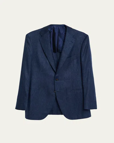 Cesare Attolini Men's Textured Cashmere Jacket In Blue