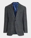 Cesare Attolini Men's Windowpane Wool Two-button Jacket In Gray