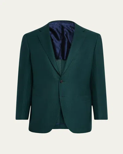 Cesare Attolini Men's Wool-cashmere Hopsack Sport Coat In Green