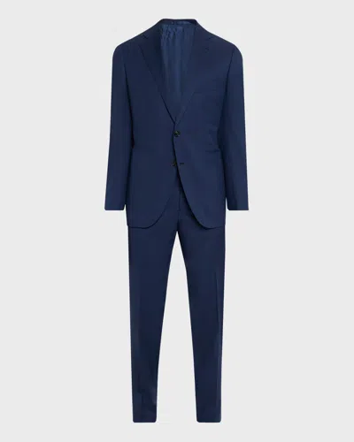 Cesare Attolini Men's Wool Chevron 130 Two-piece Suit In Blue
