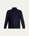 Cesare Attolini Men's Wool Flap-pocket Overshirt In Blue