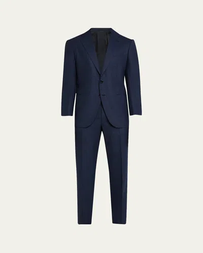 Cesare Attolini Men's Wool Houndstooth Suit In B32-navy