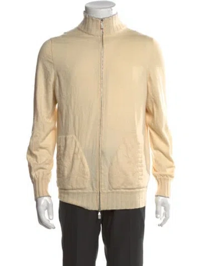 Pre-owned Cesare Attolini Napoli Cesare Attolini Cashmere Mock Neck Cardigan In Neutral