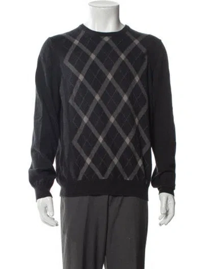 Pre-owned Cesare Attolini Napoli Cesare Attolini Cashmere Plaid Print Pullover In Gray