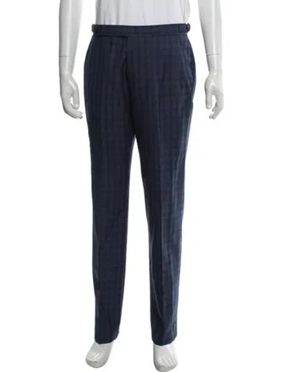Pre-owned Cesare Attolini Napoli Cesare Attolini Plaid Print Dress Pants In Blue