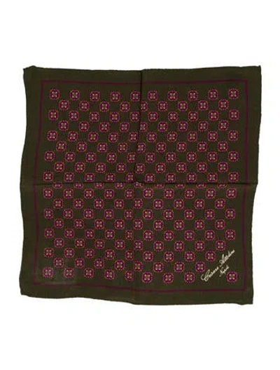 Pre-owned Cesare Attolini Napoli Cesare Attolini Silk Printed Scarf In Green