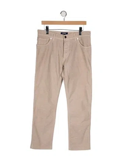 Pre-owned Cesare Attolini Napoli Cesare Attolini Striped Corduroy Pants In Neutral