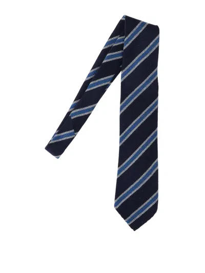Cesare Attolini Napoli Striped Tie In Blue