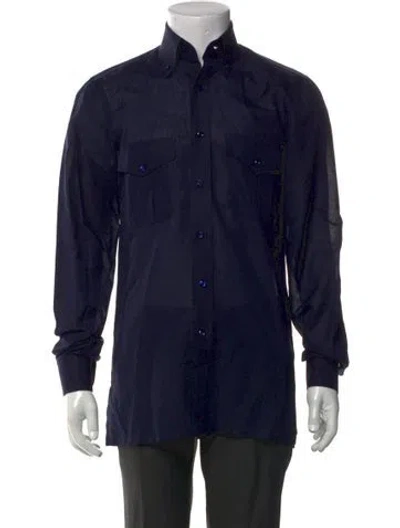 Pre-owned Cesare Attolini Napoli Long Sleeve Dress Shirt In Blue