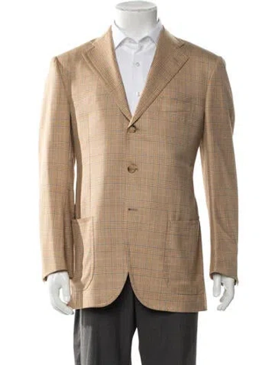 Pre-owned Cesare Attolini Napoli Plaid Print Blazer In Neutral