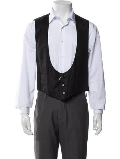 Pre-owned Cesare Attolini Napoli Wool Striped Vest In Black