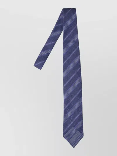 Cesare Attolini Regular Width Striped Textured Fabric Necktie In Blue