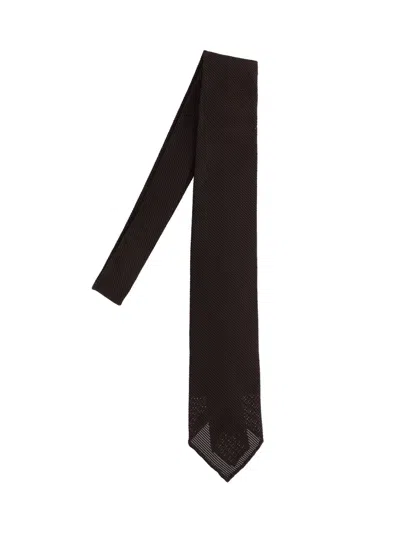 Cesare Attolini Silk Tie In Brown