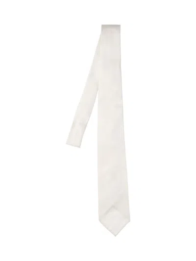Cesare Attolini Silk Tie In White