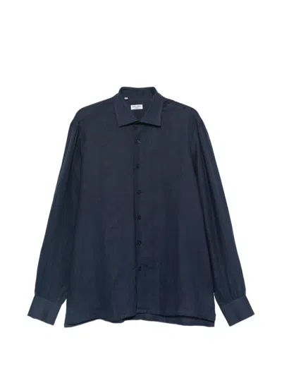 Cesare Attolini Spread-collar Button-up Shirt In Blue
