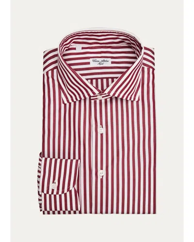 Cesare Attolini Striped Cotton Shirt In Red