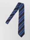 Cesare Attolini Striped Narrow Width Textured Ties Collection In Blue