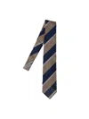 Cesare Attolini Striped Silk Tie In Brown