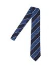 Cesare Attolini Striped Narrow Width Textured Ties Collection In Blue