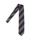 Cesare Attolini Striped Ties In Textured Fabric In Brown