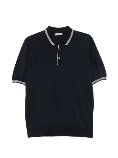 Cesare Attolini Stripe-trim Short-sleeve Polo Shirt In Blue