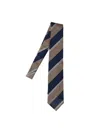 Cesare Attolini Striped Silk Tie In Brown