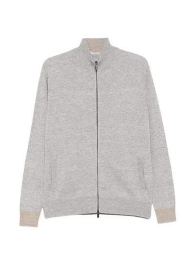 Cesare Attolini Zip-up Knitted Cardigan In Gray