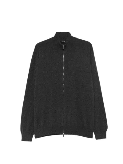 Cesare Attolini Zip-up Knitted Cardigan In Gray