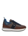 Cesare Paciotti 4us Man Sneakers Dark Brown Size 9 Leather, Textile Fibers