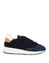 Cesare Paciotti 4us Man Sneakers Navy Blue Size 8 Soft Leather, Textile Fibers In Navy Blue
