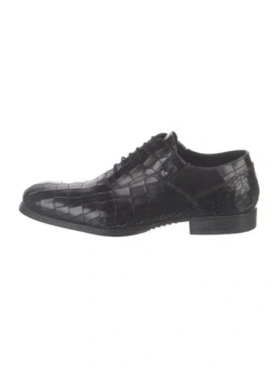 Pre-owned Cesare Paciotti Crocodile Studded Accents Oxfords In Blue