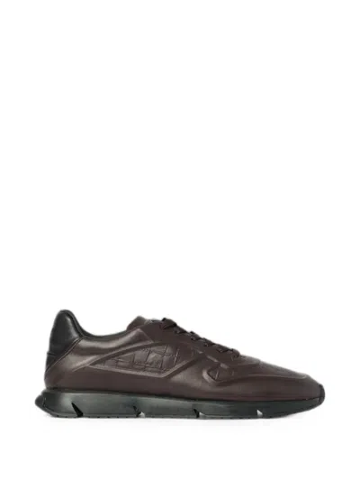 Cesare Paciotti Crocodile-effect Leather Sneakers In Brown