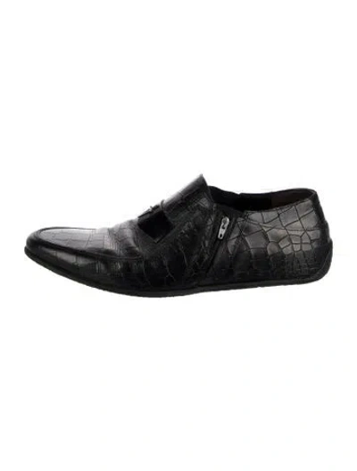 Pre-owned Cesare Paciotti Leather Animal Print Loafers In Black