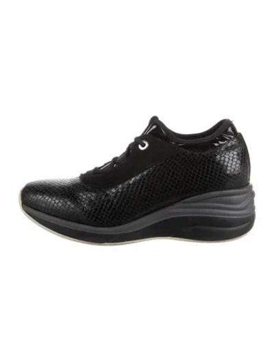 Pre-owned Cesare Paciotti Leather Animal Print Sneakers In Black
