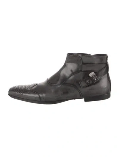 Pre-owned Cesare Paciotti Leather Monk Straps In Black