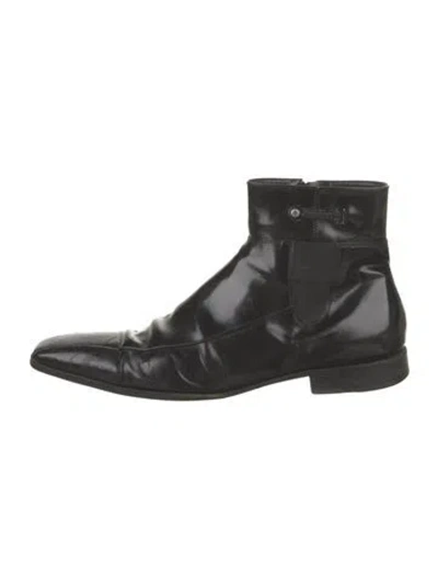 Pre-owned Cesare Paciotti Leather Monk Straps In Black