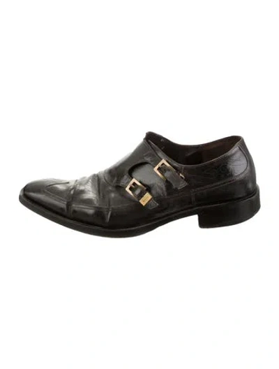 Pre-owned Cesare Paciotti Leather Monk Straps In Green