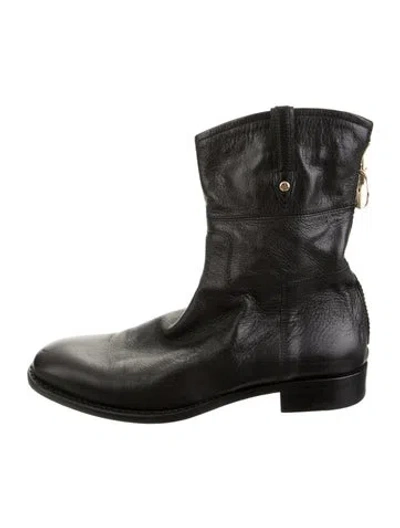 Pre-owned Cesare Paciotti Leather Moto Boots In Black