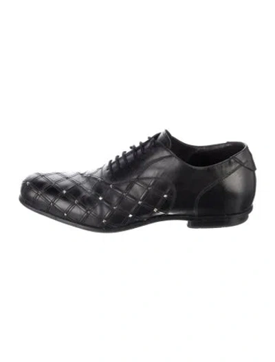 Pre-owned Cesare Paciotti Leather Patterned Oxfords In Black