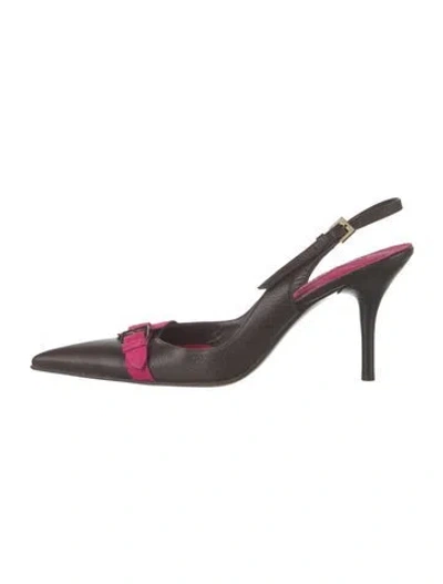 Pre-owned Cesare Paciotti Leather Slingback Pumps In Brown