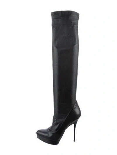Pre-owned Cesare Paciotti Leather Sock Boots In Black