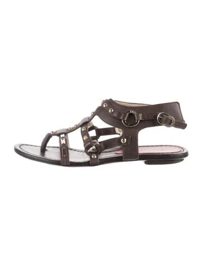 Pre-owned Cesare Paciotti Leather Studded Accents Gladiator Sandals In Brown