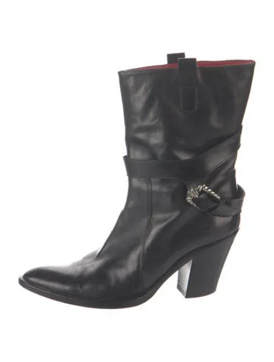 Pre-owned Cesare Paciotti Leather Western Boots In Black