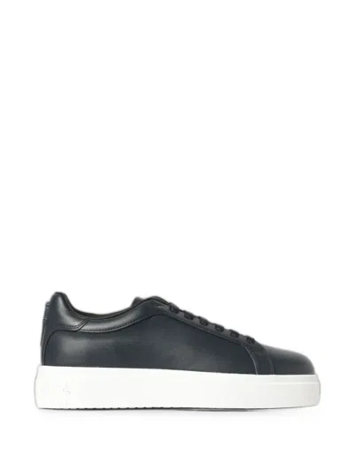 Cesare Paciotti Logo-detail Leather Sneakers In Blue