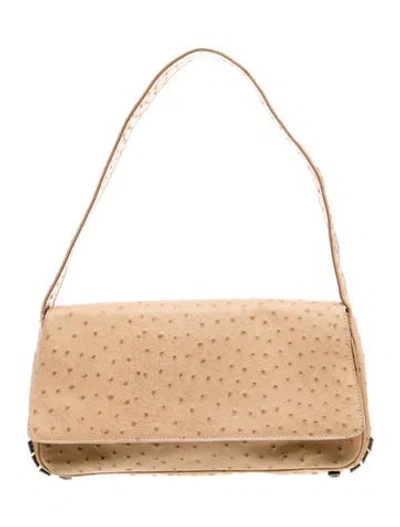 Pre-owned Cesare Paciotti Ostrich Shoulder Bag Vintage In Neutrals