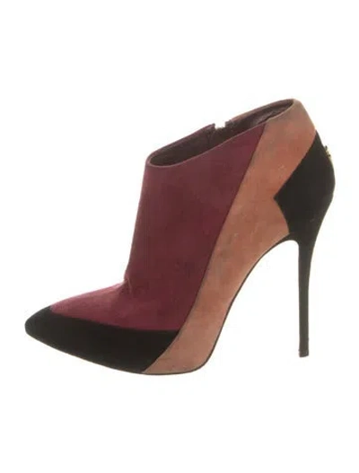Pre-owned Cesare Paciotti Suede Colorblock Pattern Boots In Burgundy