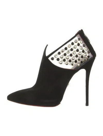 Pre-owned Cesare Paciotti Suede Crystal Embellishments Pumps In Black