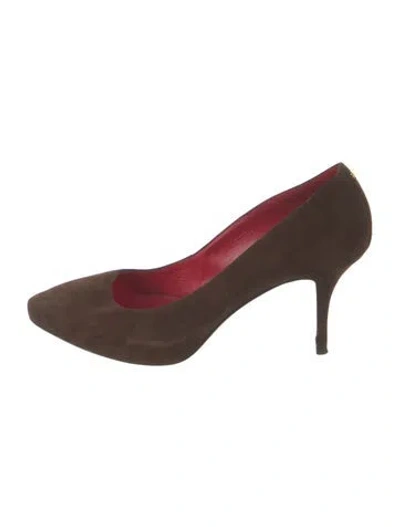 Pre-owned Cesare Paciotti Suede Crystal Embellishments Pumps In Brown