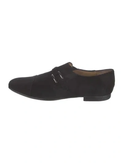 Pre-owned Cesare Paciotti Suede Monk Straps In Black