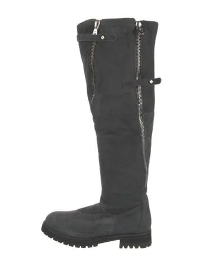Pre-owned Cesare Paciotti Suede Moto Boots In Black